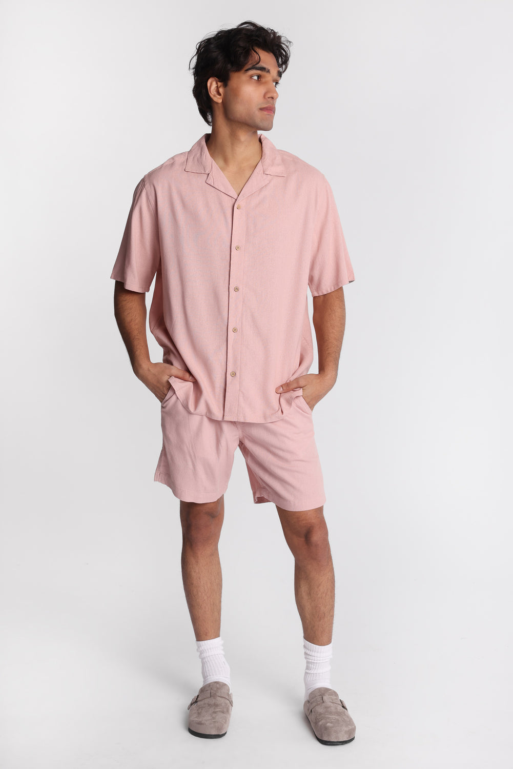 Linen-Blend Button-Up Shirt Linen-Blend Button-Up Shirt