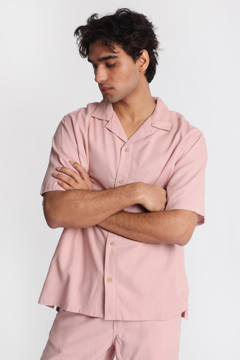 Chemise boutonnée en mélange de lin Chemise boutonnée en mélange de lin