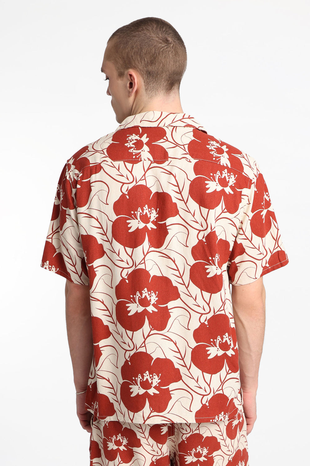 Chemise boutonnée à imprimé floral en mélange de lin Chemise boutonnée à imprimé floral en mélange de lin
