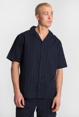 Textured Short Sleeve Button-Up Shirt