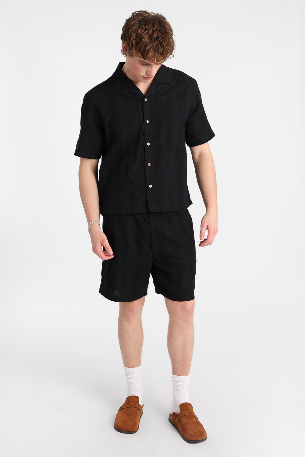 Textured Striped Shorts 7