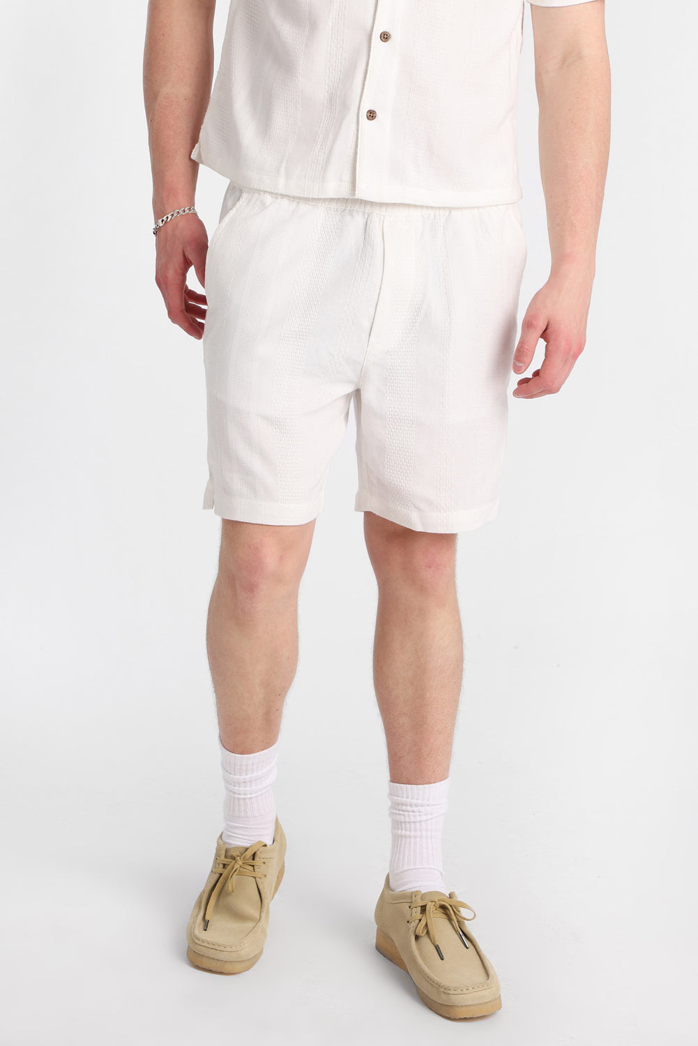 Textured Striped Shorts 7