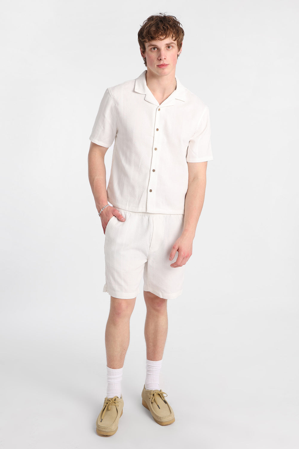 Textured Striped Shorts 7