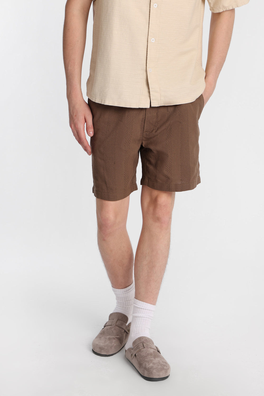 Textured Striped Shorts 7