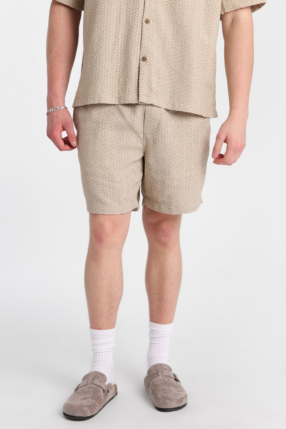 Short texturé à motif géométrique 7 po Short texturé à motif géométrique 7 po