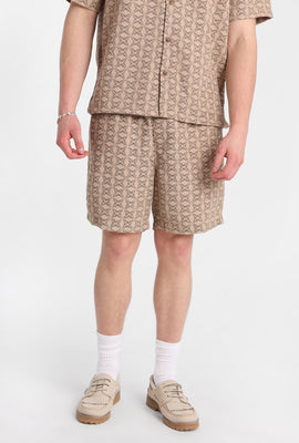 Textured Geometric Floral Shorts 7