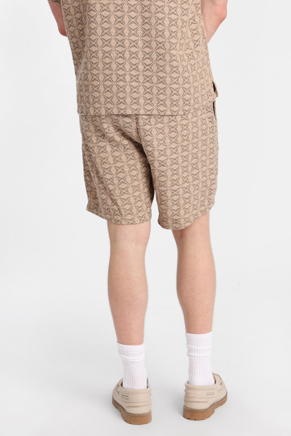 Textured Geometric Floral Shorts 7