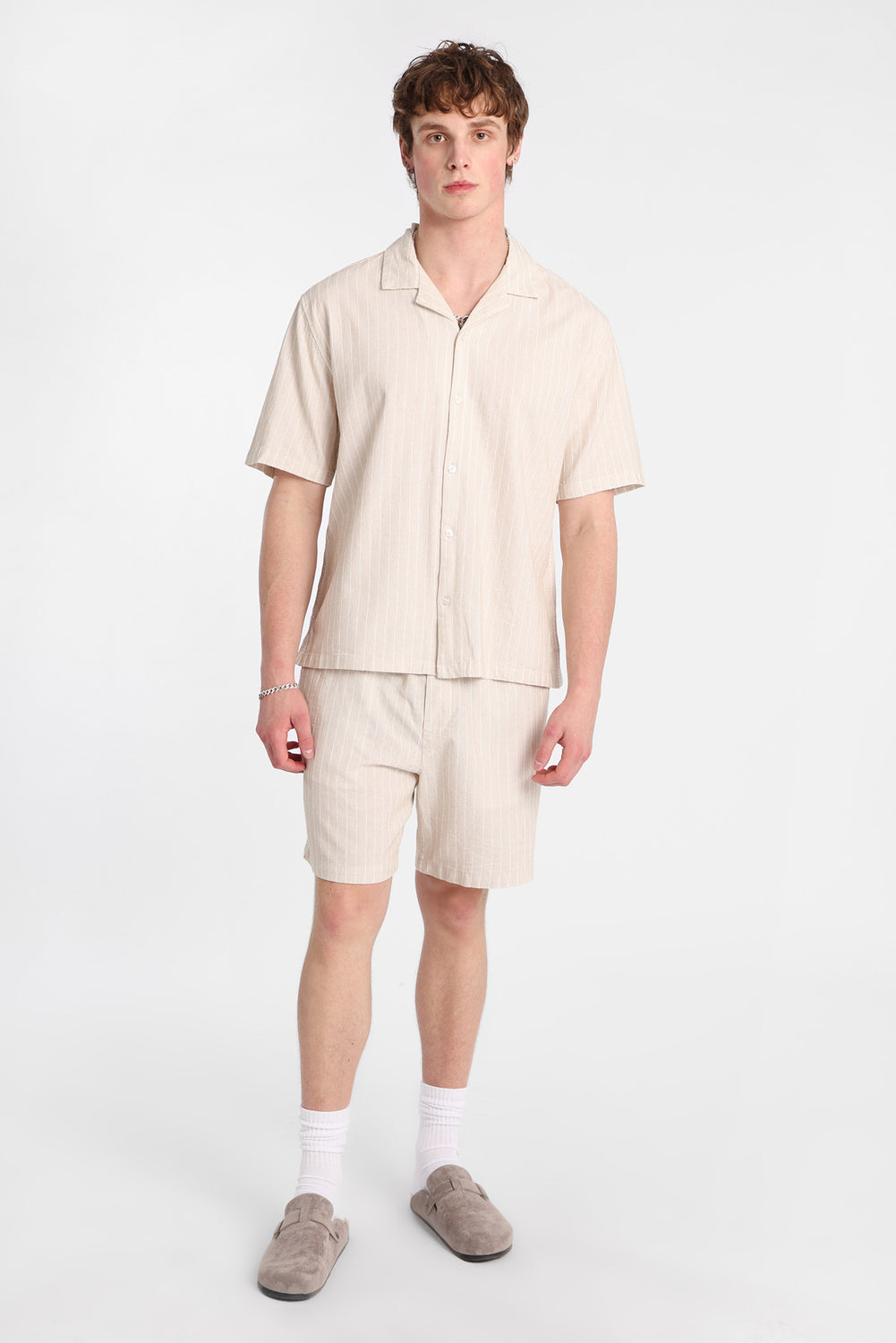 Textured Pinstripe Shorts 7