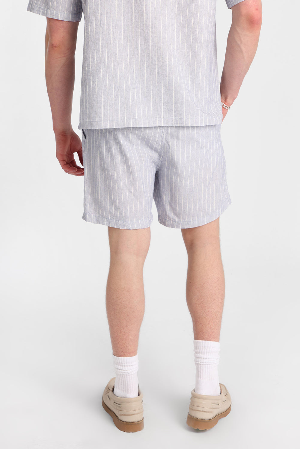 Textured Pinstripe Shorts 7