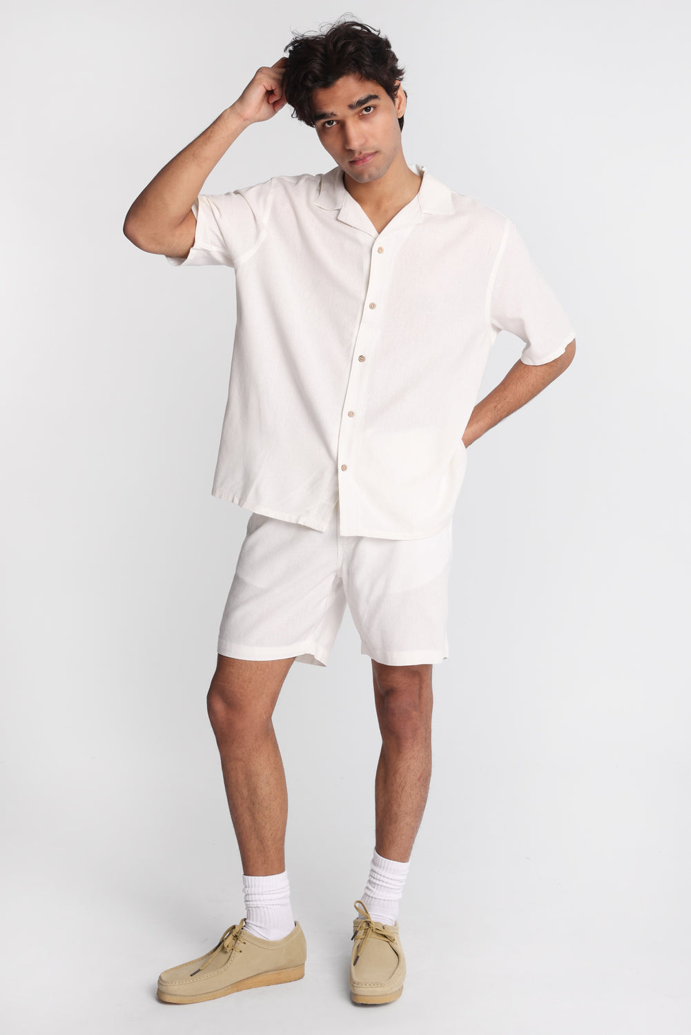 Short en mélange de lin 7 po Short en mélange de lin 7 po