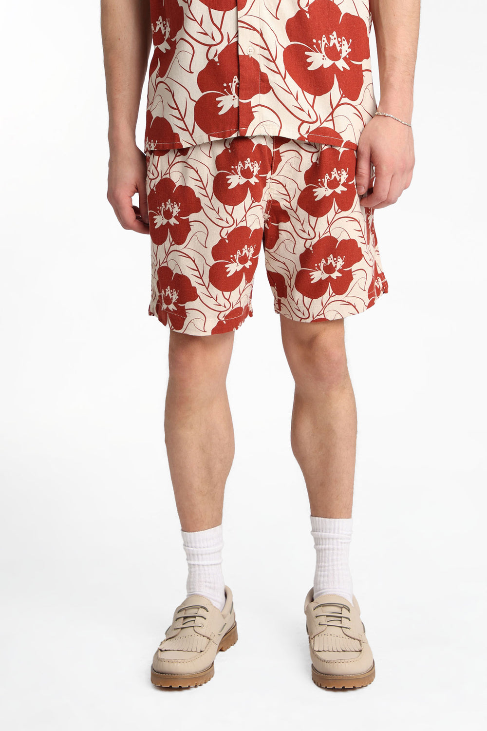 Short à imprimé floral en mélange de lin 7 po Short à imprimé floral en mélange de lin 7 po