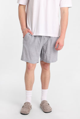Short en mélange de lin à rayures teintées dans le fil 7 po