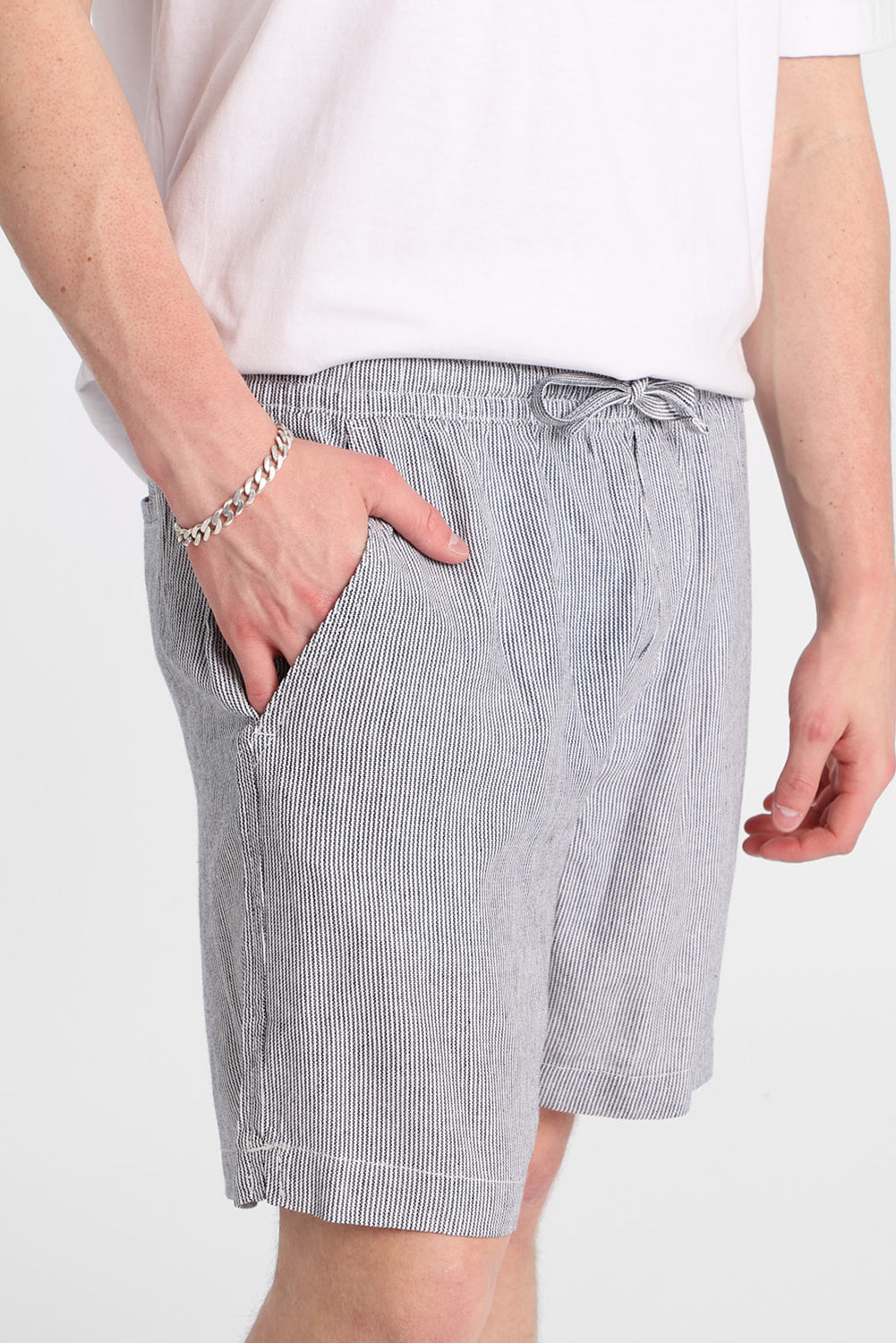 Linen-Blend Yarn-Dyed Striped Shorts 7