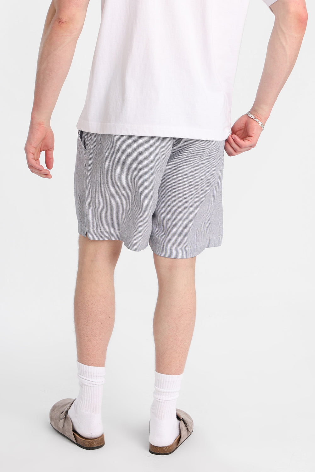 Linen-Blend Yarn-Dyed Striped Shorts 7