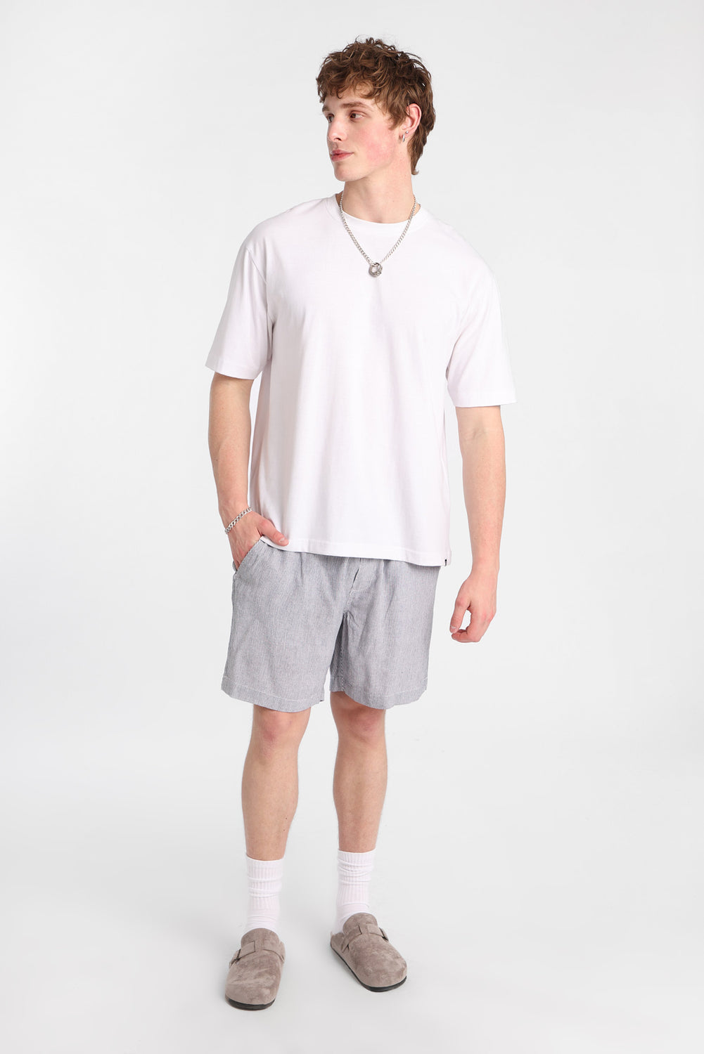 Linen-Blend Yarn-Dyed Striped Shorts 7