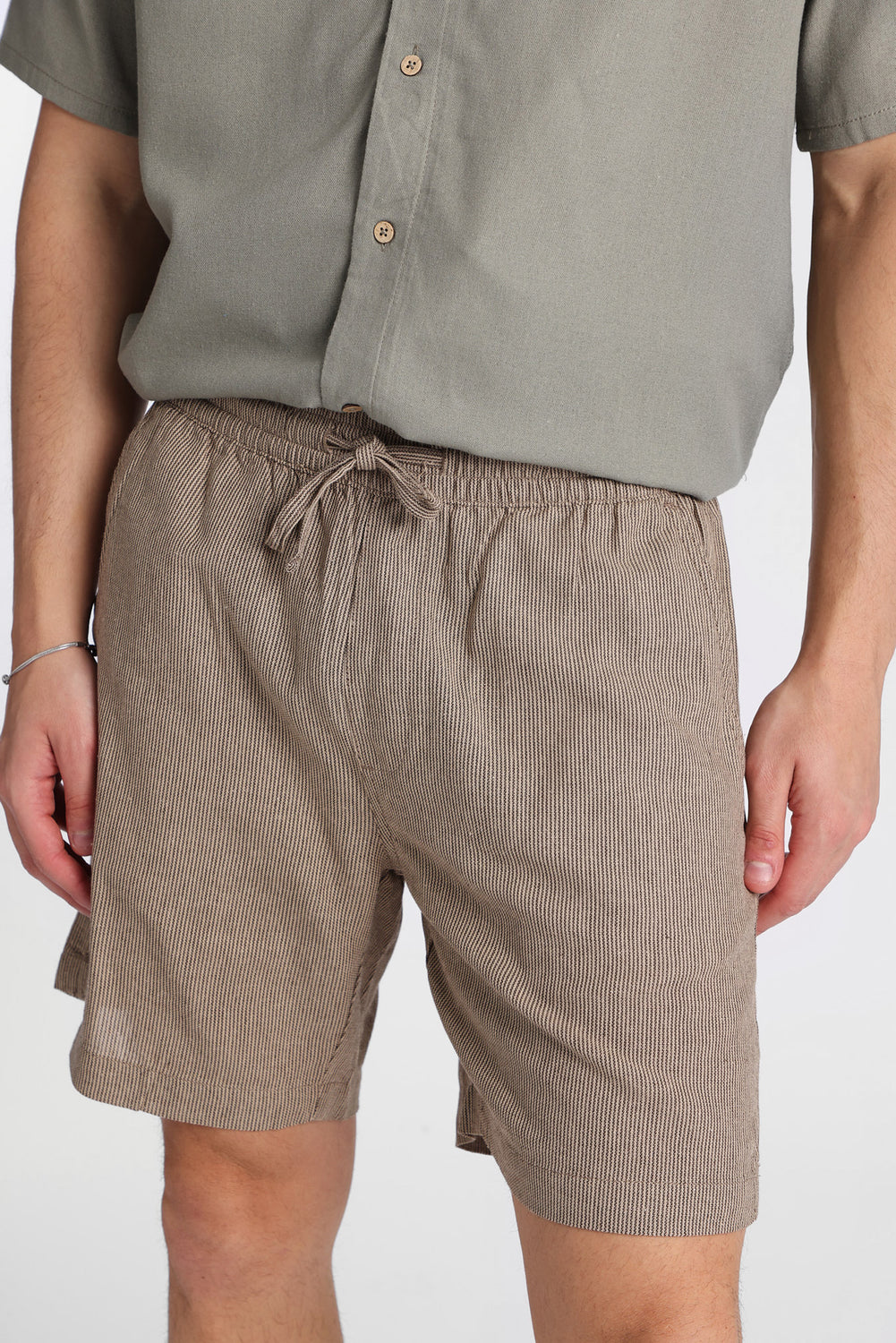 Linen-Blend Yarn-Dyed Striped Shorts 7