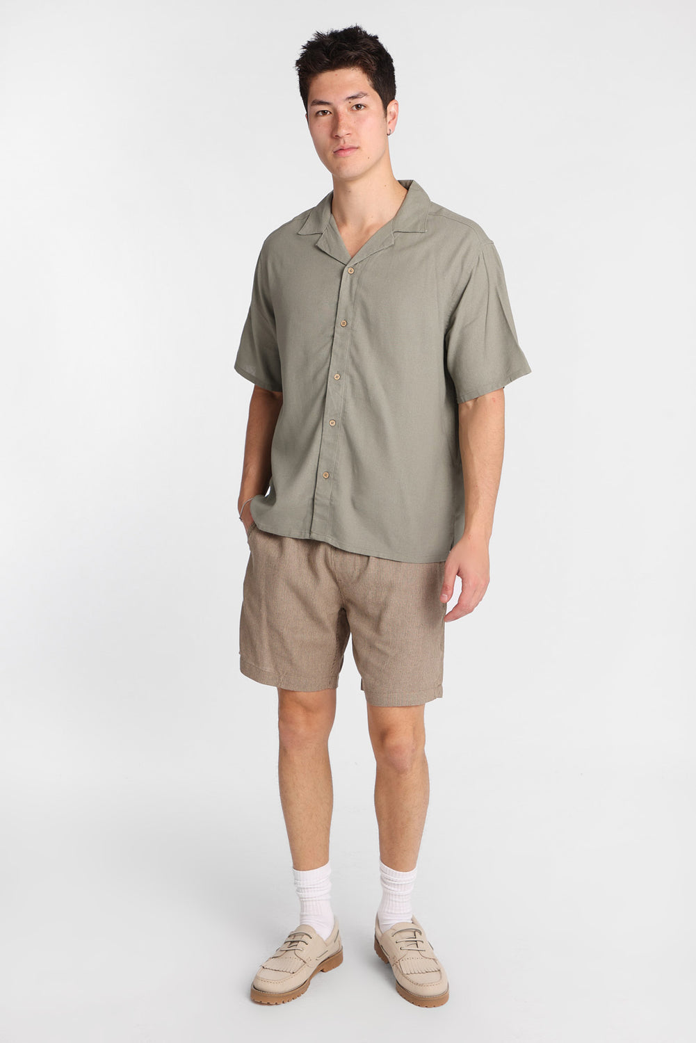 Linen-Blend Yarn-Dyed Striped Shorts 7