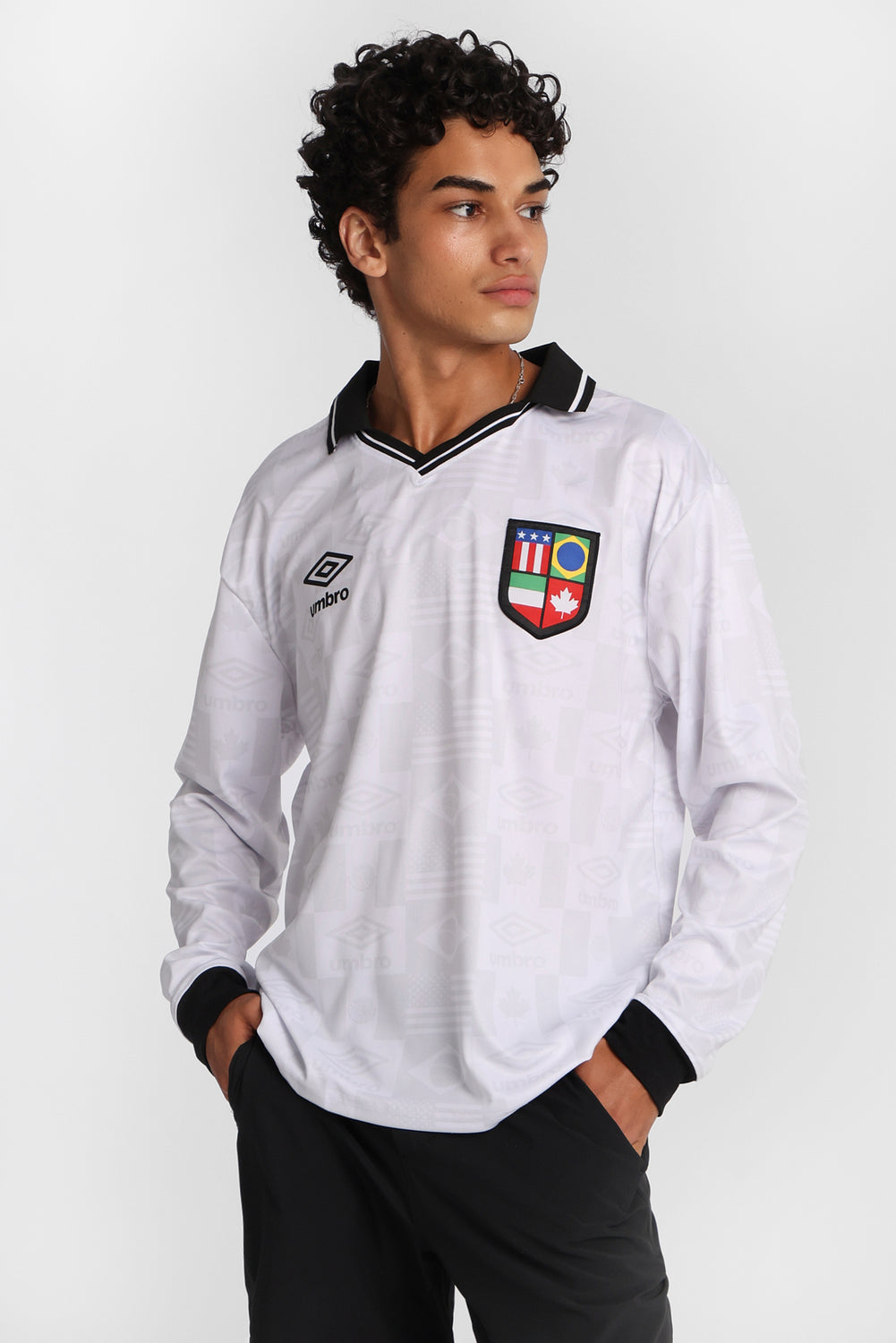 Umbro World's Game Graphic Long Sleeve Polo Jersey Umbro World's Game Graphic Long Sleeve Polo Jersey