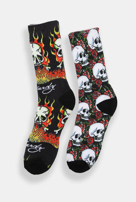 2 paires de chaussettes imprimées Ed Hardy homme