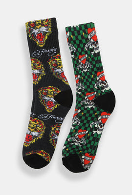2 paires de chaussettes imprimées Ed Hardy homme