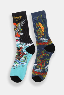 2 paires de chaussettes imprimées Ed Hardy homme