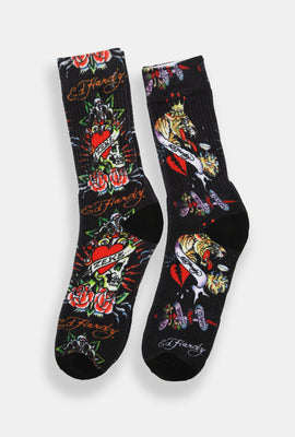 2 paires de chaussettes imprimées Ed Hardy homme