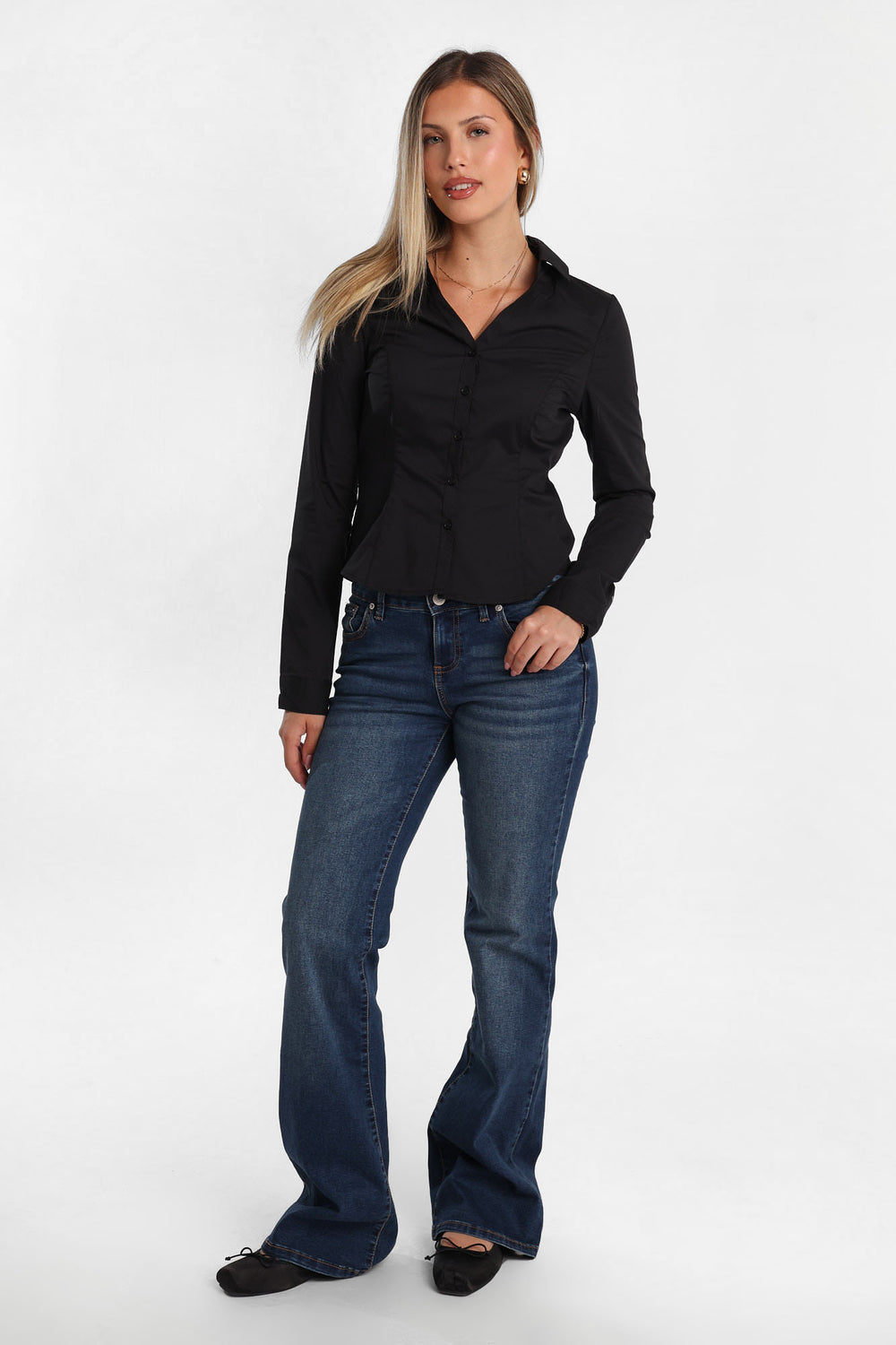 Tie-Back Long Sleeve Button-Up Shirt Tie-Back Long Sleeve Button-Up Shirt