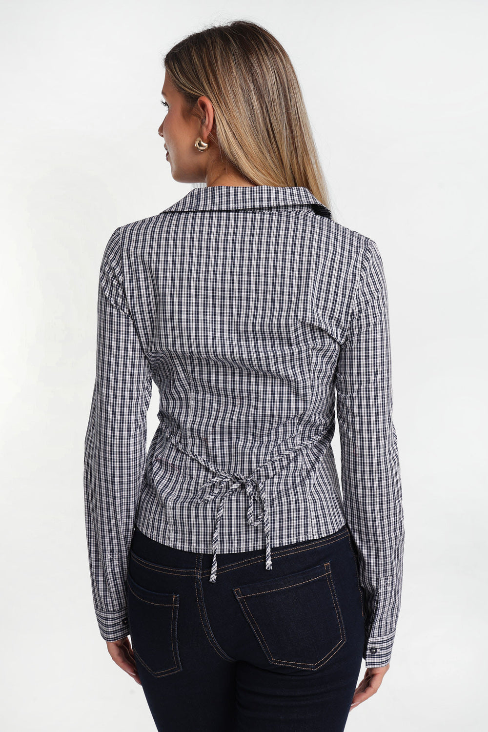 Tie-Back Long Sleeve Button-Up Shirt Tie-Back Long Sleeve Button-Up Shirt