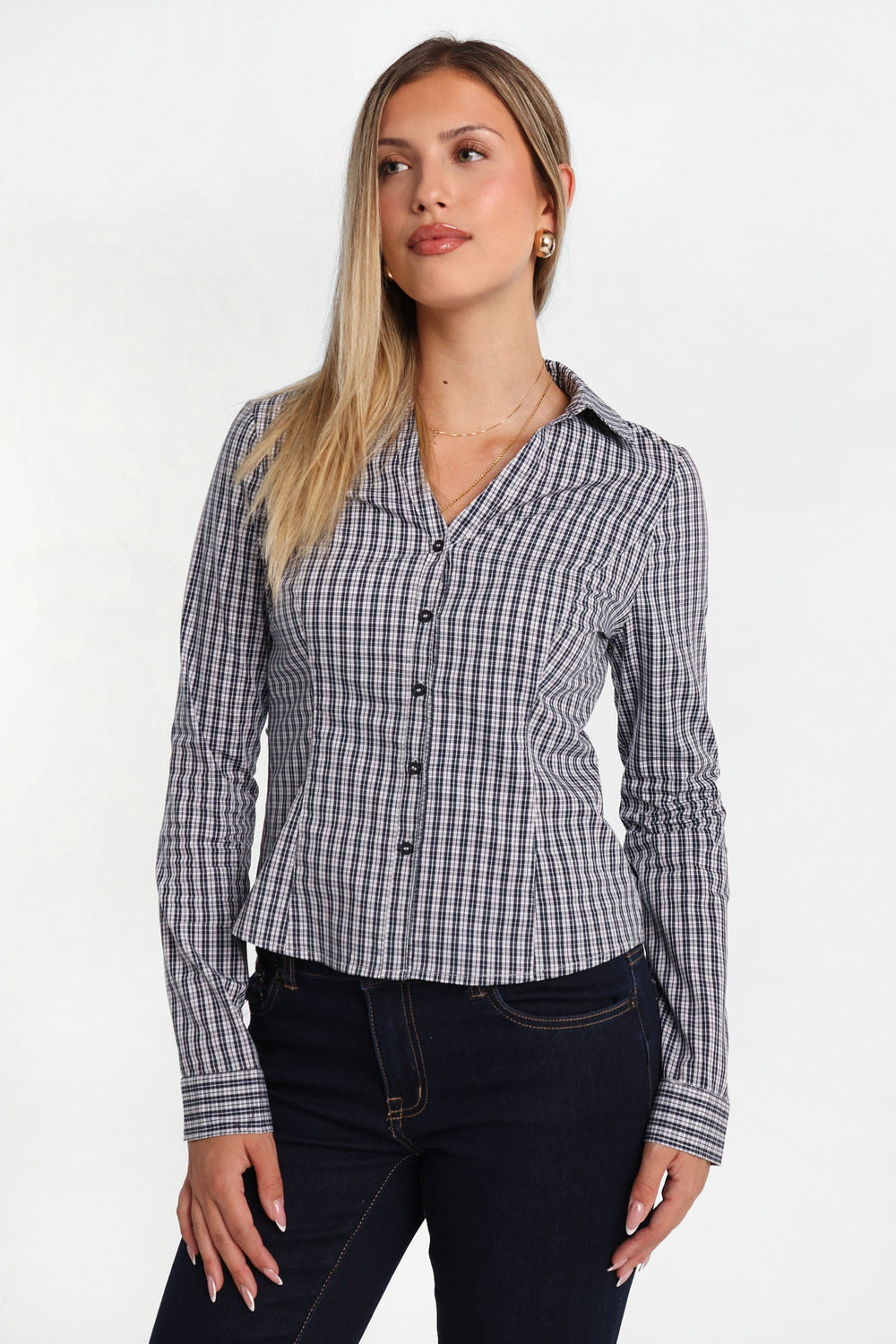 Tie-Back Long Sleeve Button-Up Shirt Tie-Back Long Sleeve Button-Up Shirt