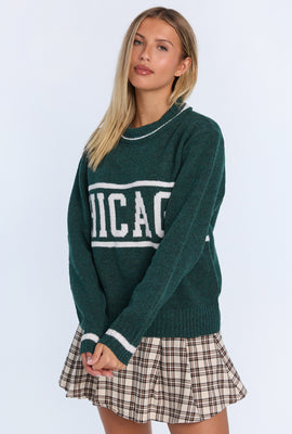 Graphic Flat Knit Crewneck Sweater