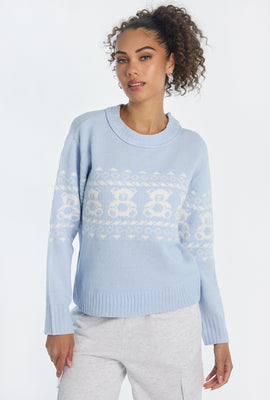 Chandail ras du cou en tricot plat