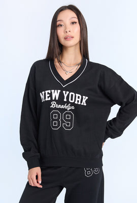 Sweatshirt en molleton à col en V