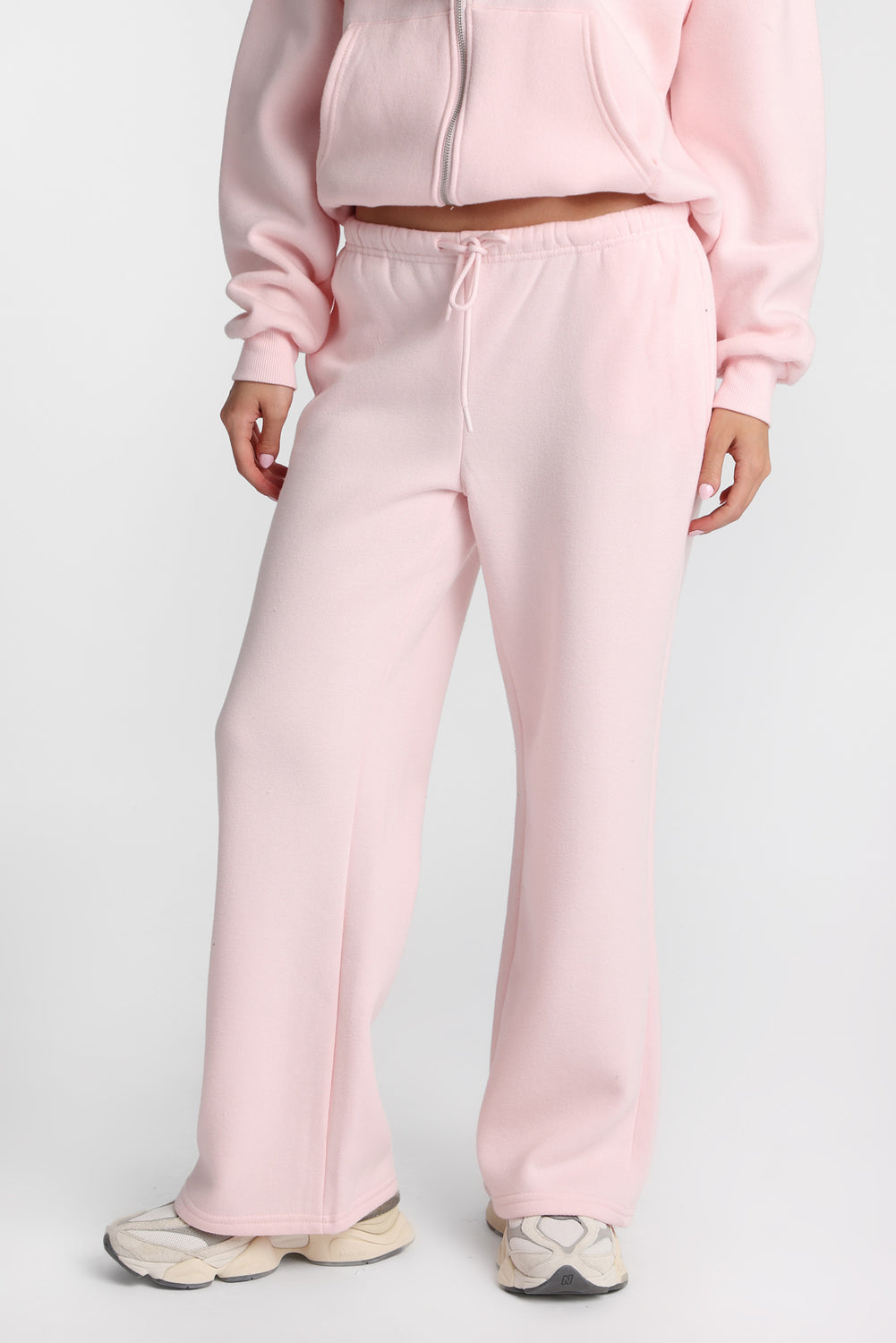 Pantalon de jogging en molleton à jambe large en mélange de coton Pantalon de jogging en molleton à jambe large en mélange de coton