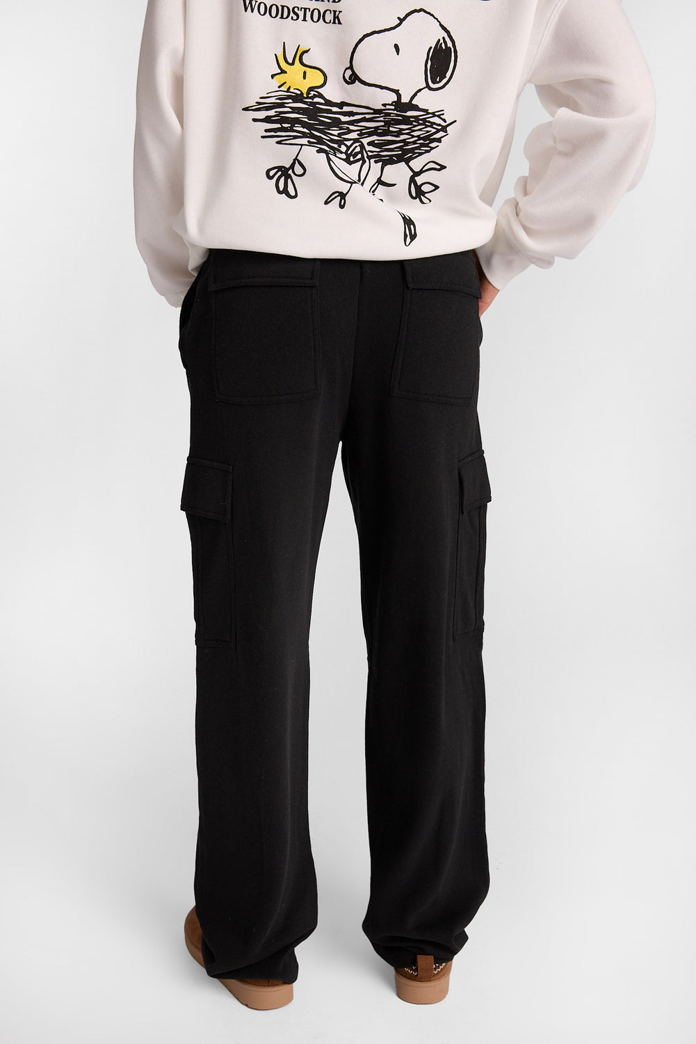Pantalon en molleton cargo à jambe large Pantalon en molleton cargo à jambe large