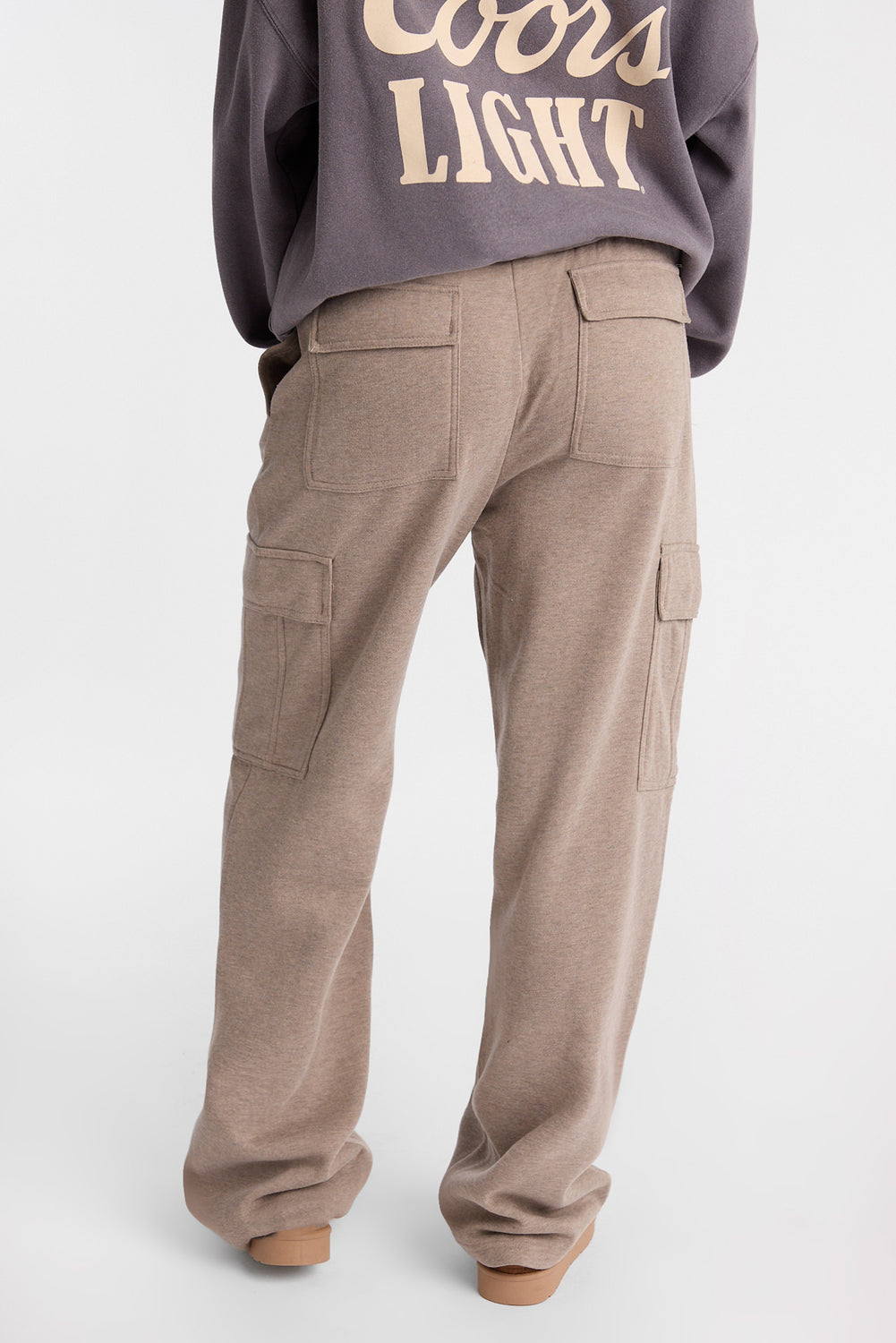 Pantalon en molleton cargo à jambe large Pantalon en molleton cargo à jambe large
