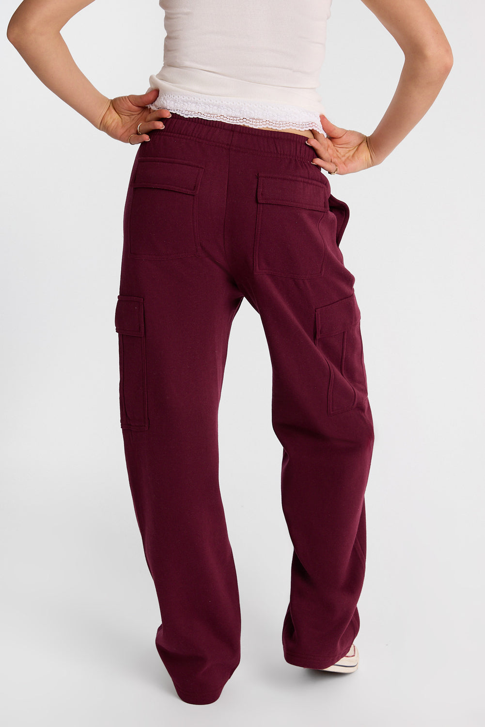 Pantalon en molleton cargo à jambe large Pantalon en molleton cargo à jambe large