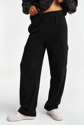 Pantalon en molleton cargo à jambe large