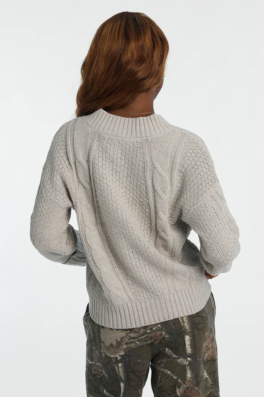 Cardigan en tricot torsadé à point de riz Cardigan en tricot torsadé à point de riz