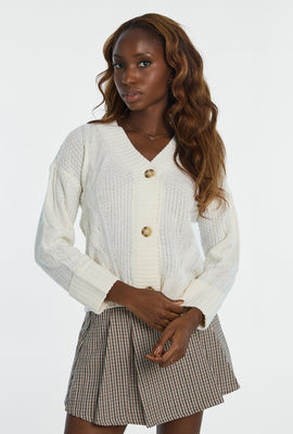 Cardigan en tricot torsadé à point de riz