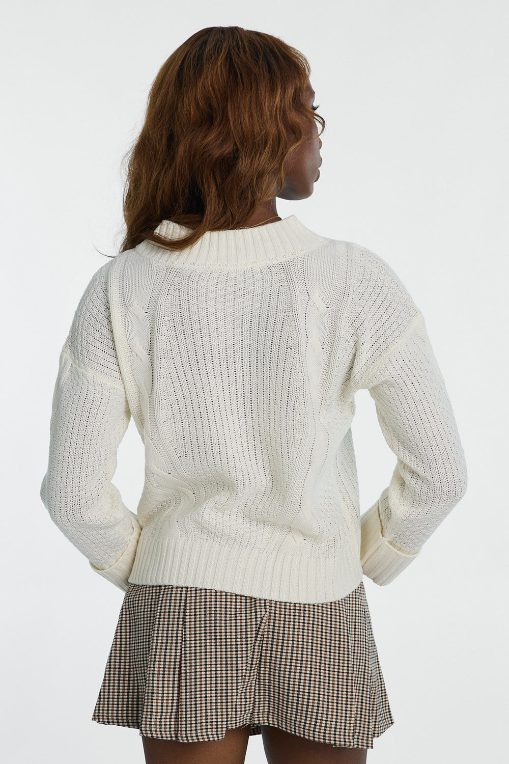 Cardigan en tricot torsadé à point de riz Cardigan en tricot torsadé à point de riz