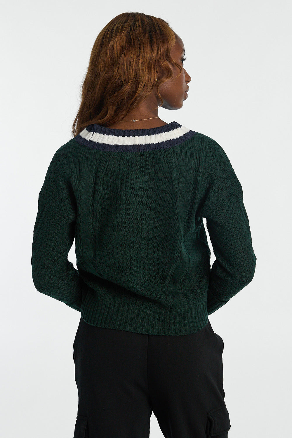 Cardigan en tricot torsadé à point de riz Cardigan en tricot torsadé à point de riz