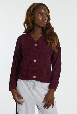 Cardigan en tricot torsadé à point de riz