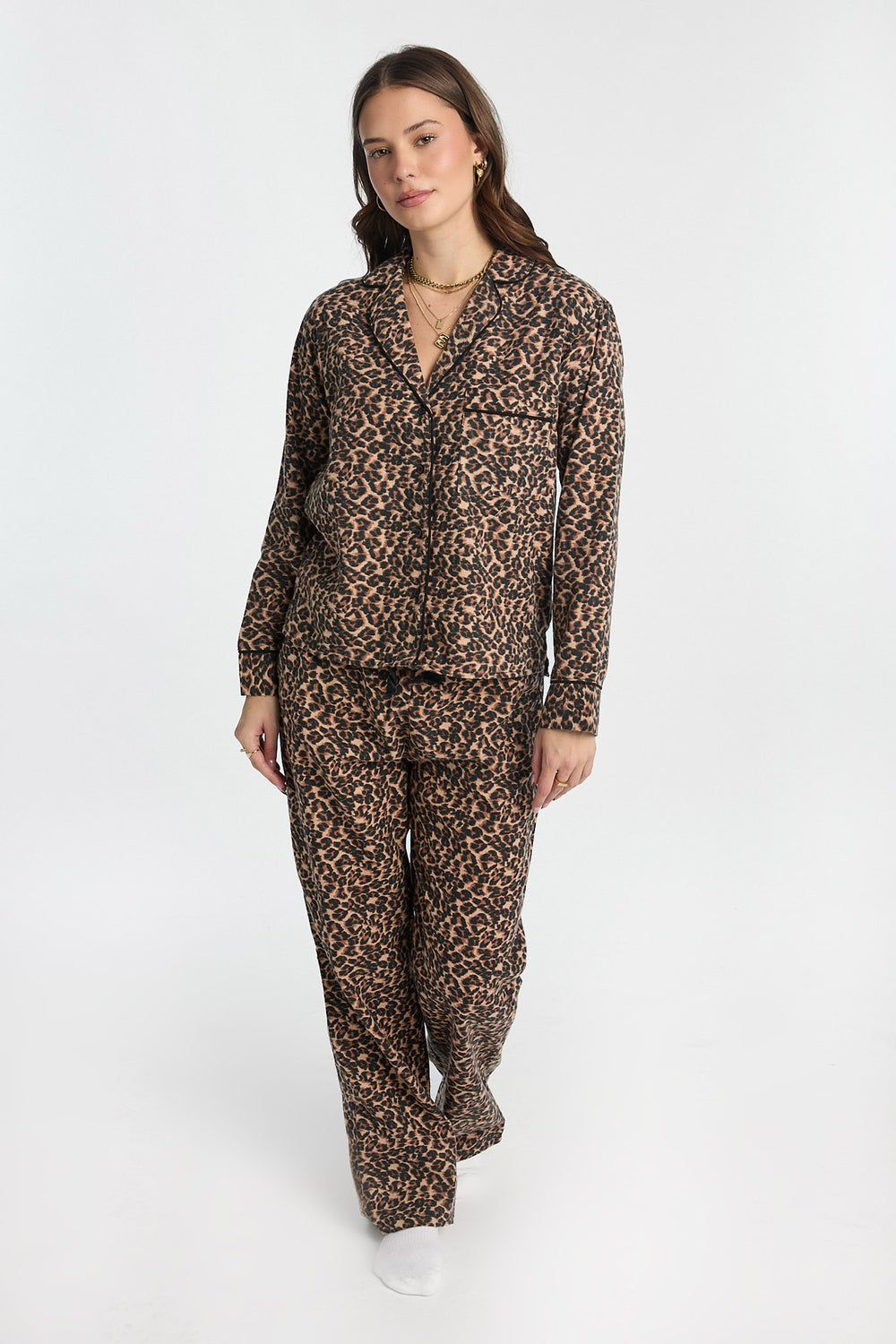 Chemise de pyjama en flanelle à boutons Chemise de pyjama en flanelle à boutons