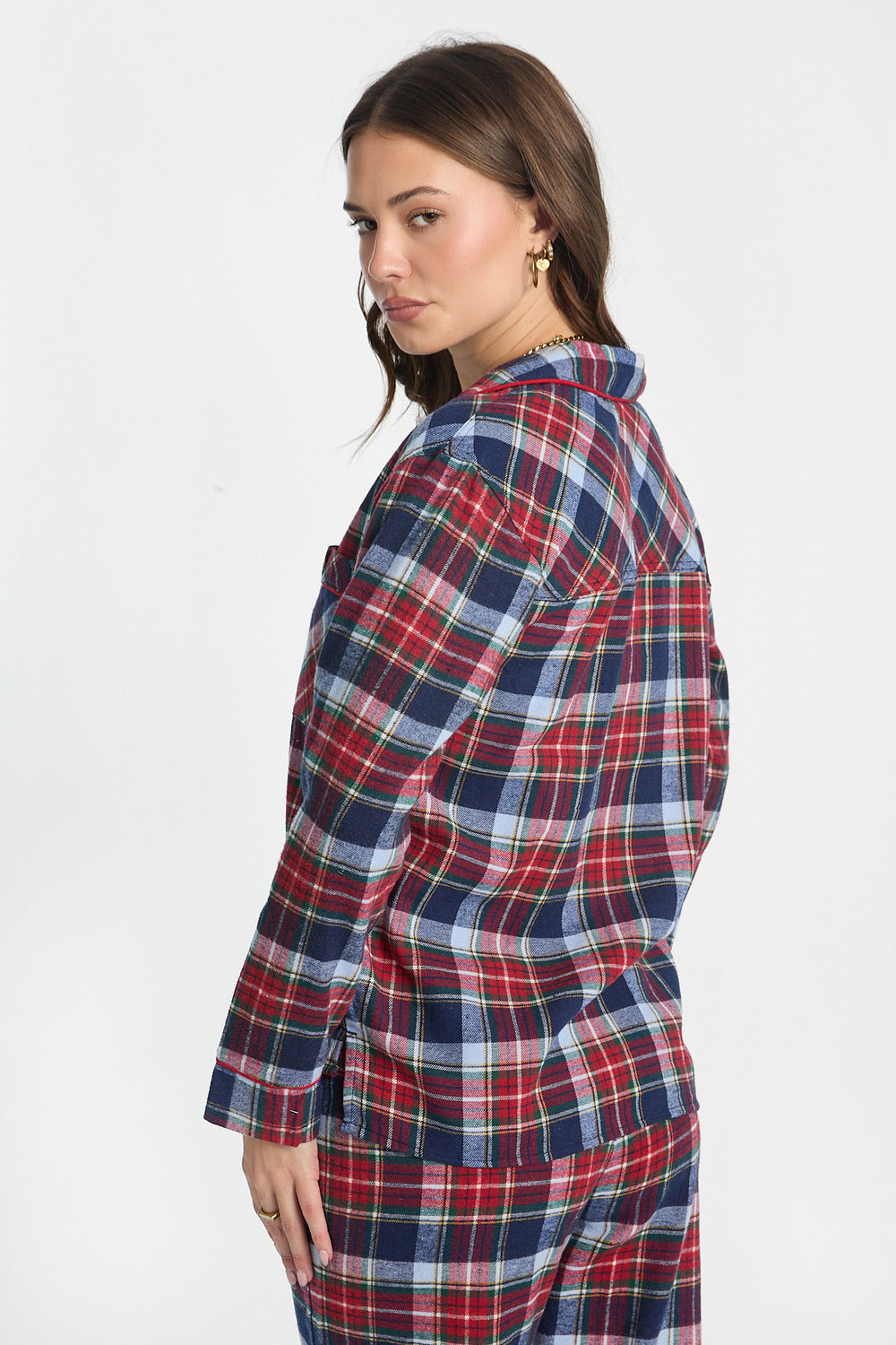 Chemise de pyjama en flanelle à boutons Chemise de pyjama en flanelle à boutons