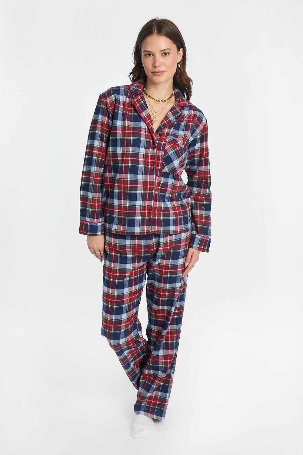 Chemise de pyjama en flanelle à boutons Chemise de pyjama en flanelle à boutons