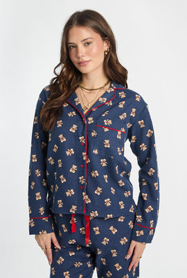 Chemise de pyjama en flanelle à boutons