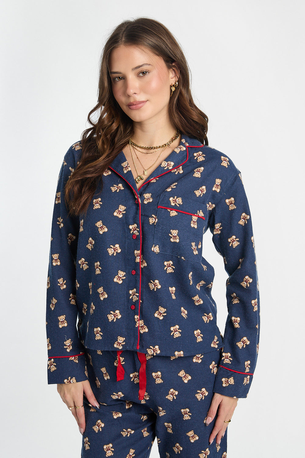 Chemise de pyjama en flanelle à boutons Chemise de pyjama en flanelle à boutons