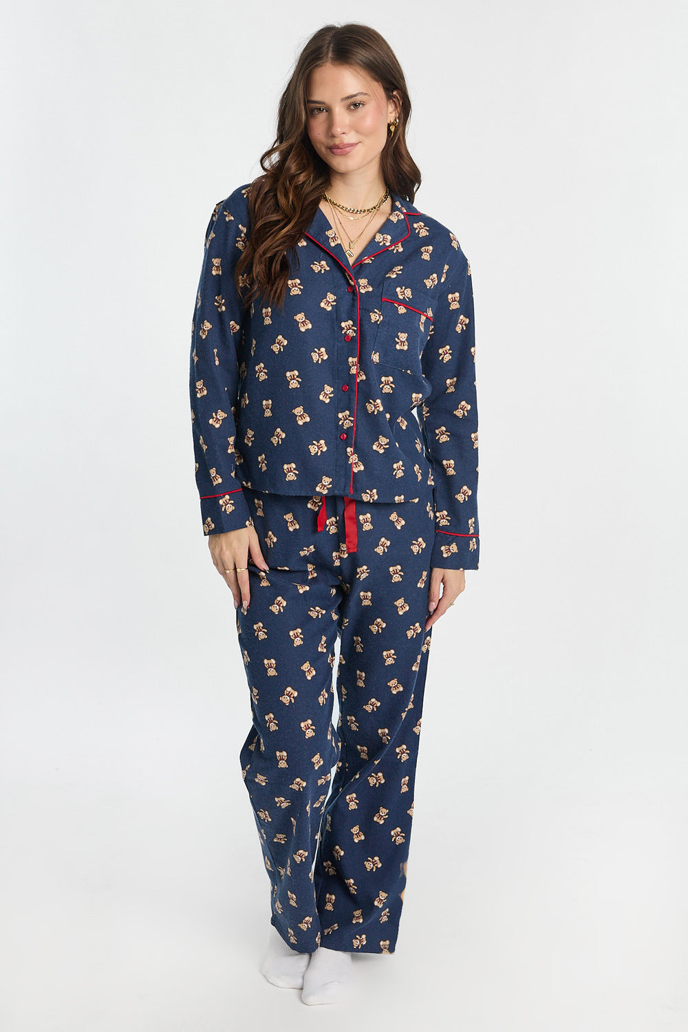 Chemise de pyjama en flanelle à boutons Chemise de pyjama en flanelle à boutons