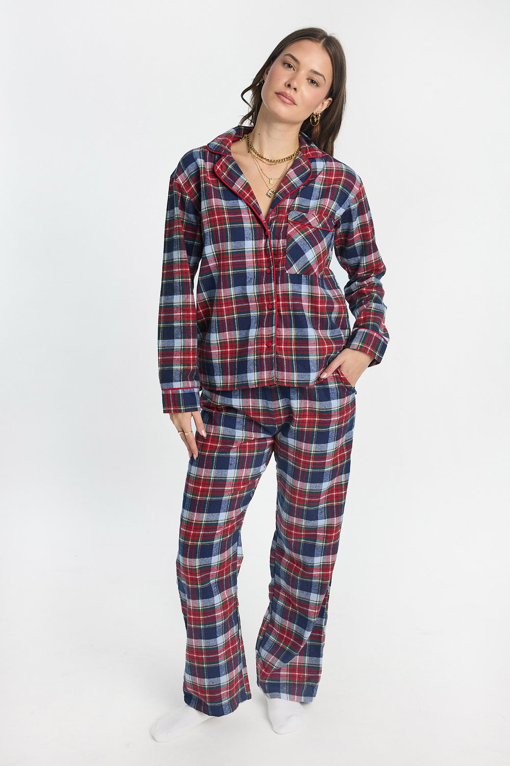 Pantalon de pyjama en flanelle à jambe large Pantalon de pyjama en flanelle à jambe large