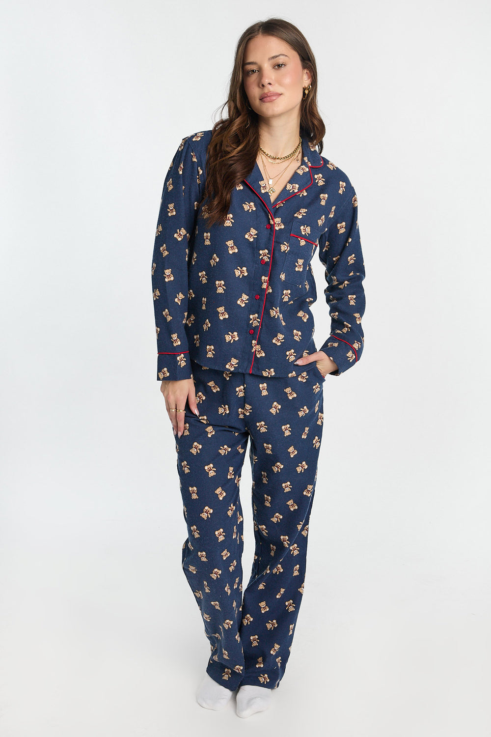 Pantalon de pyjama en flanelle à jambe large Pantalon de pyjama en flanelle à jambe large